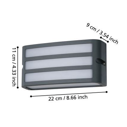 Eglo - Уличный настенный светильник 1xE27/40W/230V антрацит IP54