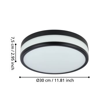 Eglo - Світлодіодний стельовий світильник для ванної кімнати LED/17,1W/230V IP44 чорний