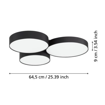 Eglo - Потолочный RGBW-светильник с регулированием яркости 3xLED/7,5W/230V 2700-6500K черный