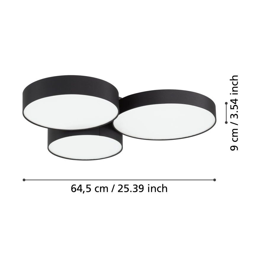 Eglo - Потолочный RGBW-светильник с регулированием яркости 3xLED/7,5W/230V 2700-6500K черный