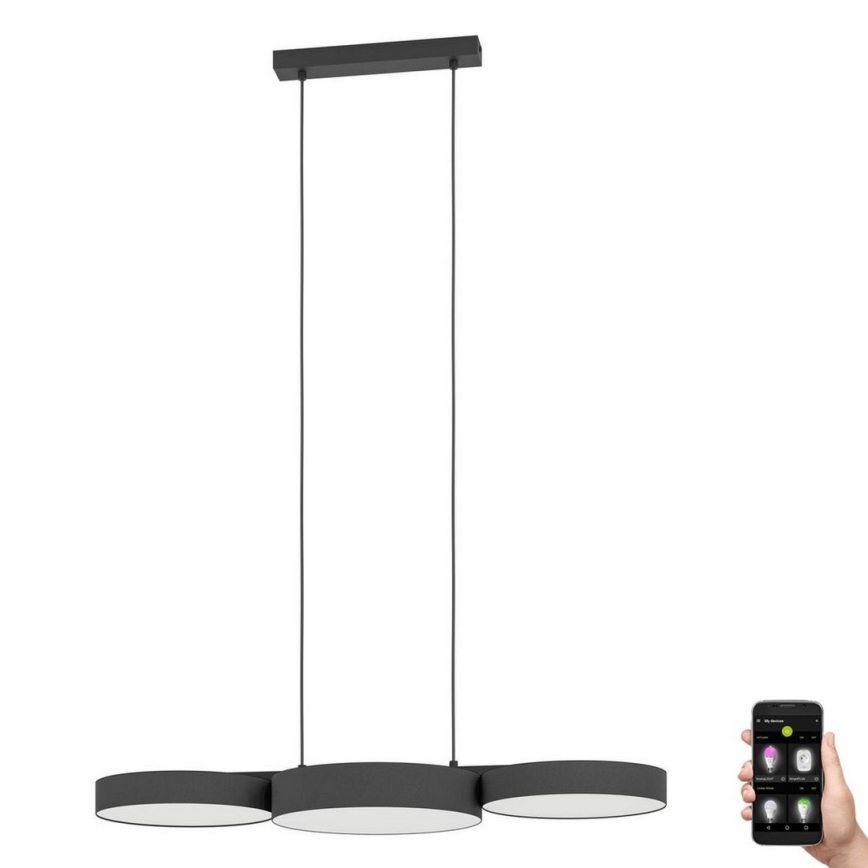 Eglo - Светодиодная подвесная RGBW-люстра с регулированием яркости 3xLED/7,5W/230V 2700-6500K черный