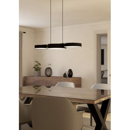Eglo - Светодиодная подвесная RGBW-люстра с регулированием яркости 3xLED/7,5W/230V 2700-6500K черный