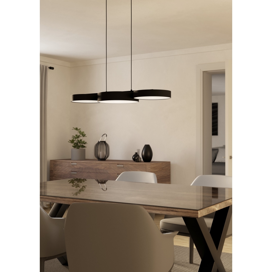 Eglo - Светодиодная подвесная RGBW-люстра с регулированием яркости 3xLED/7,5W/230V 2700-6500K черный