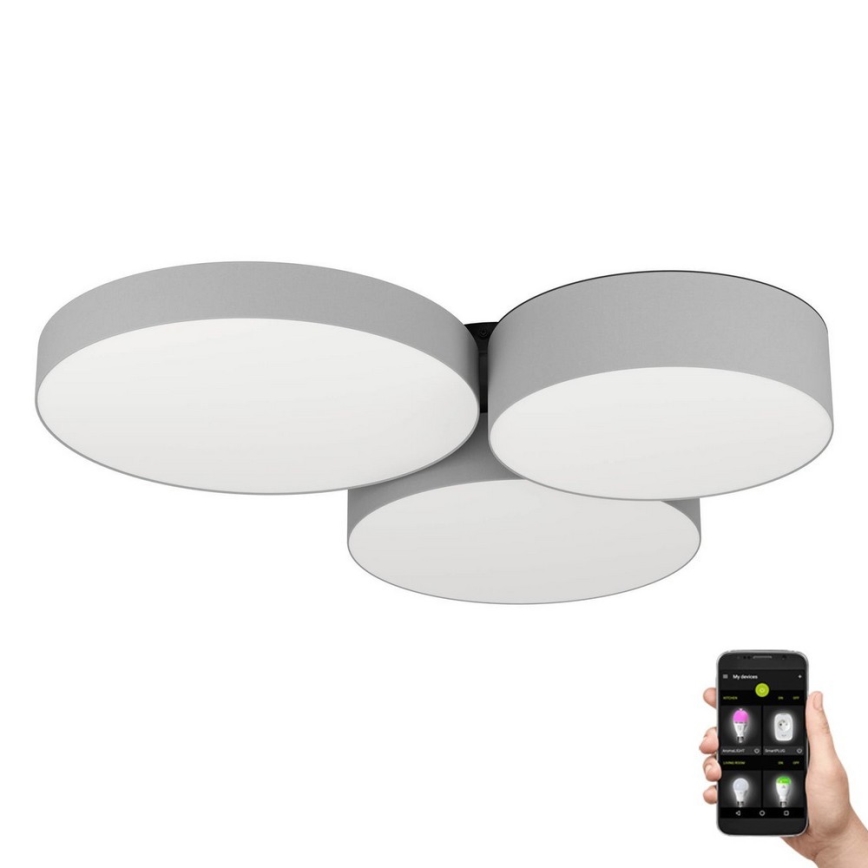 Eglo - Светодиодный потолочный RGBW-светильник с регулированием яркости 3xLED/7,5W/230V 2700-6500K серый
