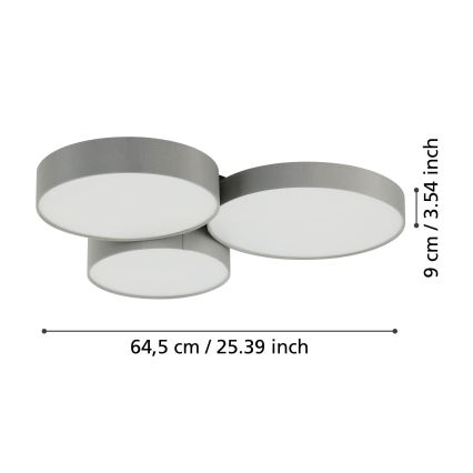 Eglo - Светодиодный потолочный RGBW-светильник с регулированием яркости 3xLED/7,5W/230V 2700-6500K серый