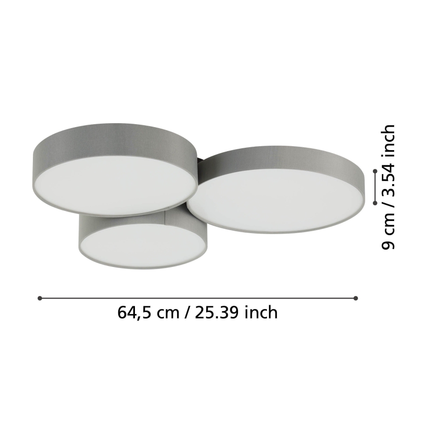 Eglo - Светодиодный потолочный RGBW-светильник с регулированием яркости 3xLED/7,5W/230V 2700-6500K серый
