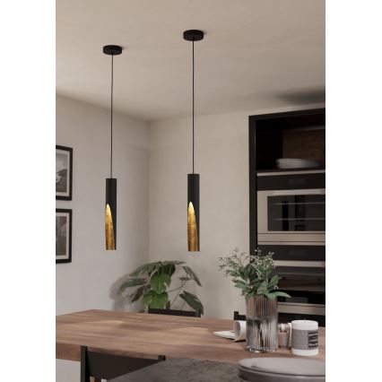 Eglo - Светодиодная подвесная люстра 1xGU10/4,5W/230V черный/золотистый