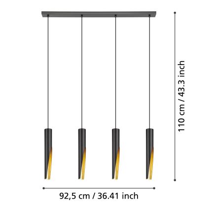 Eglo - Светодиодная подвесная люстра 4xGU10/4,5W/230V черный/золотистый