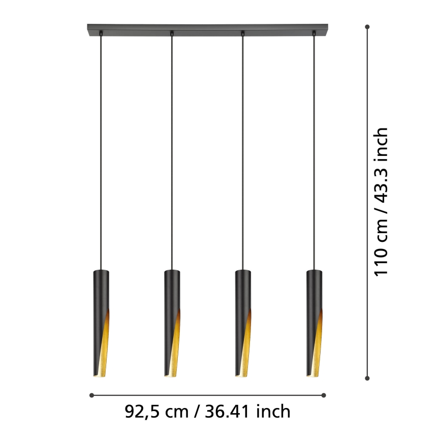 Eglo - Светодиодная подвесная люстра 4xGU10/4,5W/230V черный/золотистый