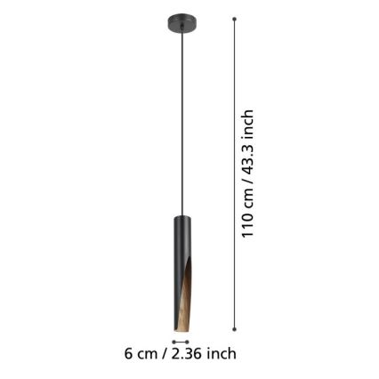 Eglo 900874 - LED-подвесная люстра на тросе BARBOTTO 1xGU10/4,5W/230V čёрная/коричневая