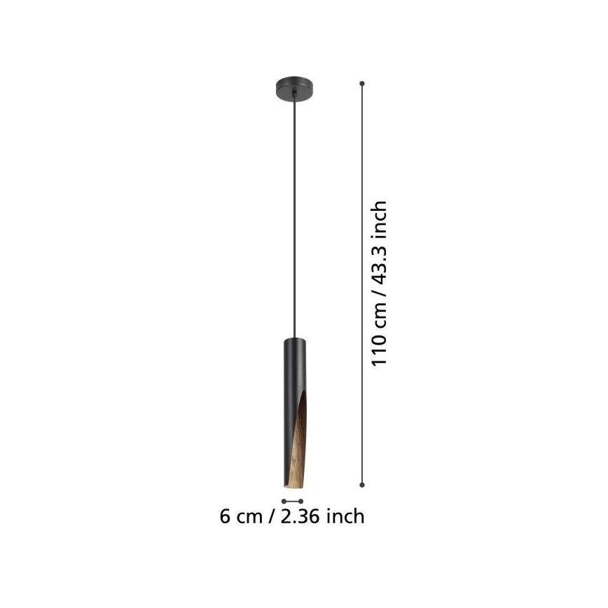Eglo - Светодиодная подвесная люстра 1xGU10/4,5W/230V черный/коричневый