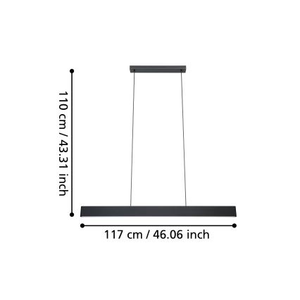 Eglo - Светодиодная подвесная RGBW-люстра с регулированием яркости LED/38W/230V 2700-6500K черный