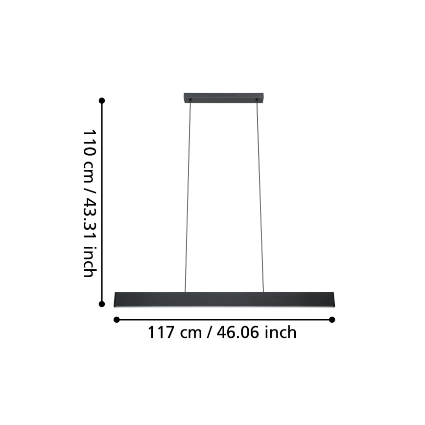 Eglo - Светодиодная подвесная RGBW-люстра с регулированием яркости LED/38W/230V 2700-6500K черный
