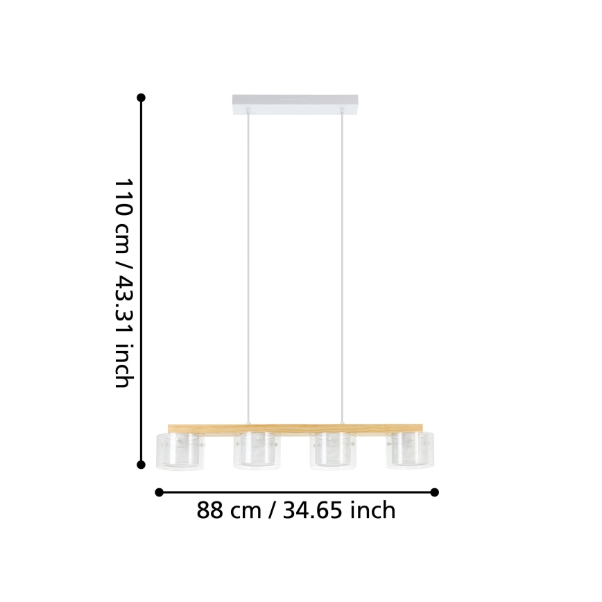 Eglo - LED RGBW Підвісна люстра з регулюванням яскравості 4xLED/3,7W/230V 2700-6500K