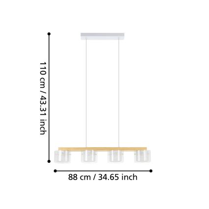 Eglo - Светодиодная подвесная RGBW-люстра с регулированием яркости 4xLED/3,7W/230V 2700-6500K