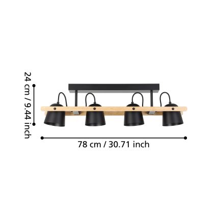 Eglo - Светодиодная припотолочная RGBW-люстра с регулированием яркости 4xLED/3,7W/230V 2700-6500K