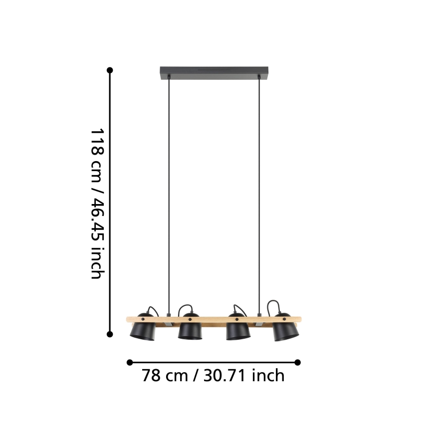 Eglo - Светодиодная подвесная RGBW-люстра с регулированием яркости 4xLED/3,7W/230V 2700-6500K