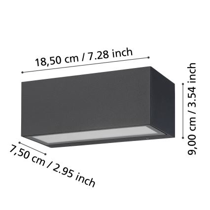 Eglo - Уличный светодиодный настенный светильник 2xLED/5W/230V IP65