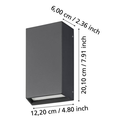 Eglo - Вуличний світлодіодний настінний світильник 2xLED/5W/230V IP65