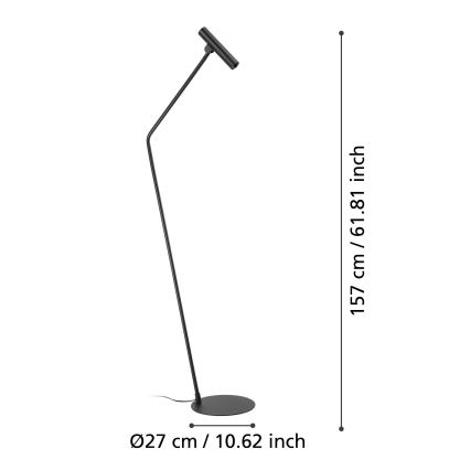 Eglo - Світлодіодний торшер LED/5W/230V 3000K чорний