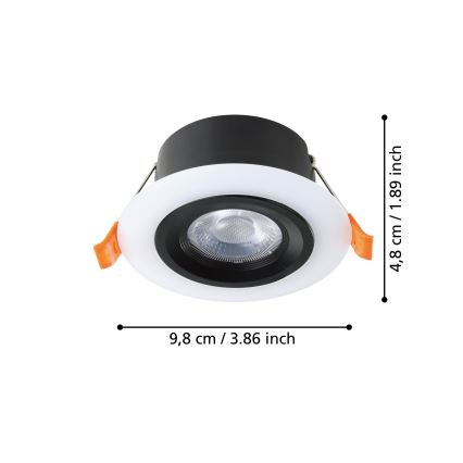 Eglo - набор из 3 встраиваемых LED‑светильников LED/4,8W/230V, черный