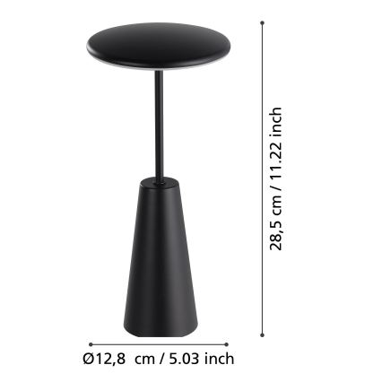 Eglo - Светодиодная уличная сенсорная лампа с регулированием яркости LED/2,8W/5V 2400K/3000K/4000K 5200 mAh IP54 черный