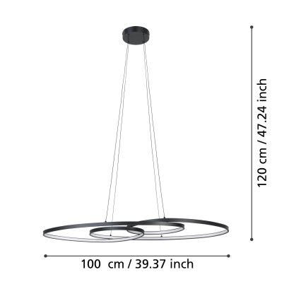 Eglo - Світлодіодна підвісна люстра з регулюванням яскравості LED/38W/230V