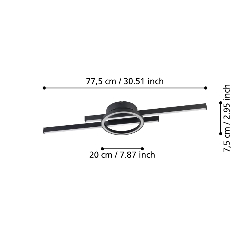 Eglo - Стельовий RGBW-світильник з регулюванням яскравості LED/23,5W/230V 2700-6500K чорний + пульт дистанційного керування