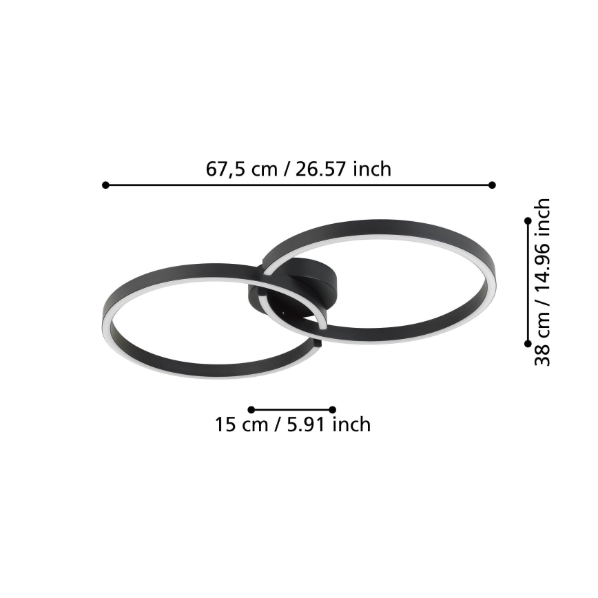 Eglo 900955 - Стельовий RGBW-світильник з регулюванням яскравості LED/19,5W/230V 2700-6500K чорний + пульт дистанційного керування