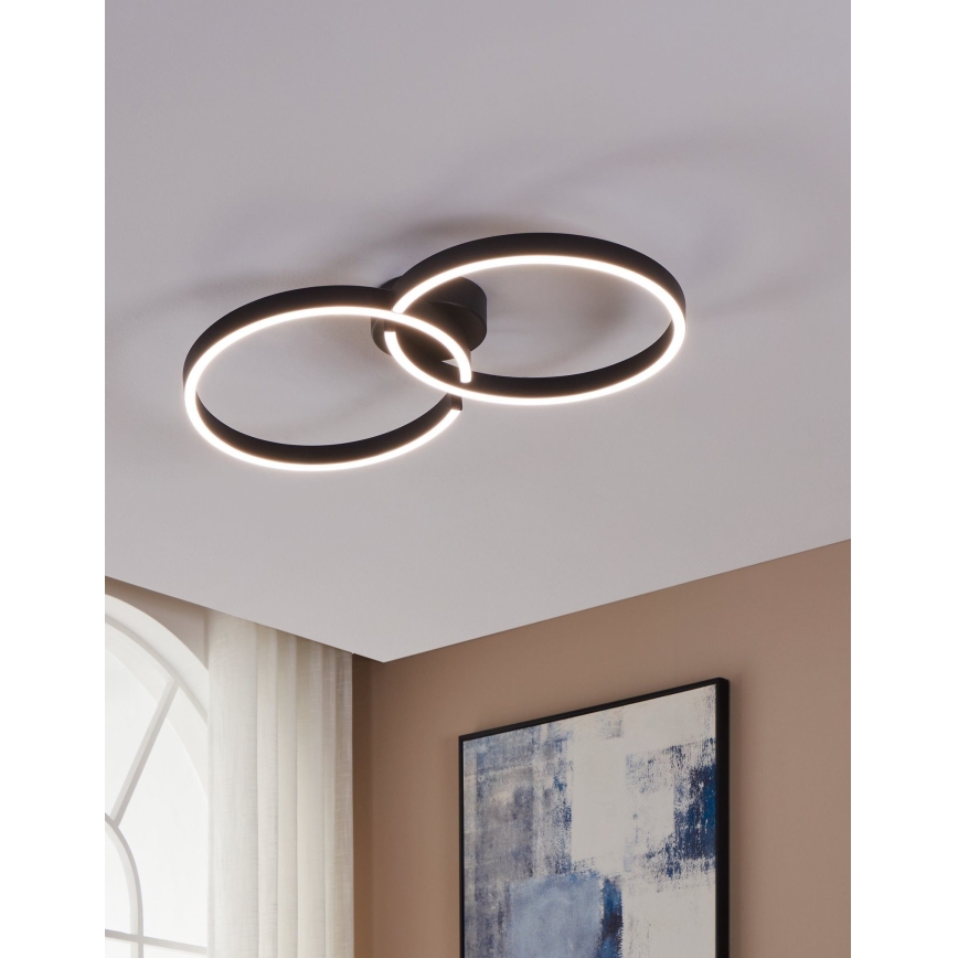 Eglo 900955 - Светодиодный потолочный RGBW-светильник с регулированием яркости LED/19,5W/230V 2700-6500K черный + дистанционное управление