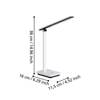 Eglo - LED Настільна акумуляторна лампа з регулюванням яскравості LED/3,6W/5V 1800mAh білий