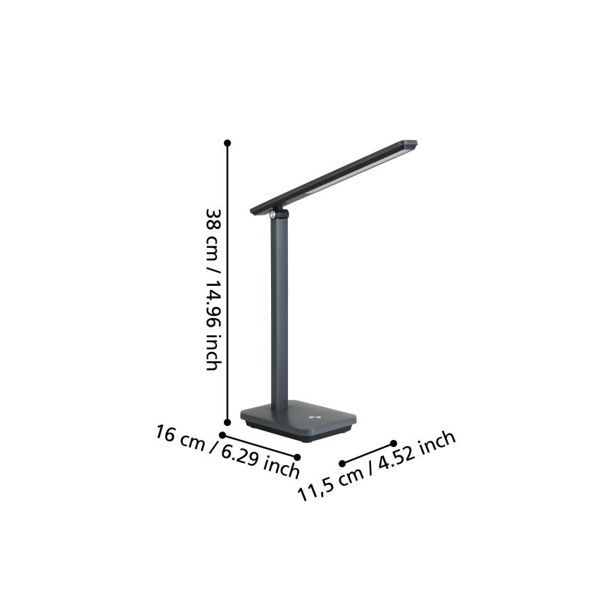 Eglo - LED Настільна акумуляторна лампа з регулюванням яскравості LED/3,6W/5V 1800mAh сірий