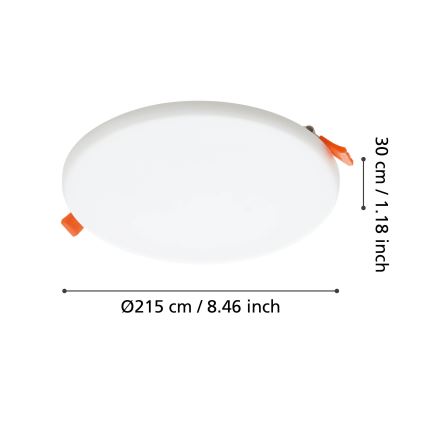 Eglo - Вбудований стельовий LED світильник для ванної LED/18W/230V діаметр 21,5 см IP65