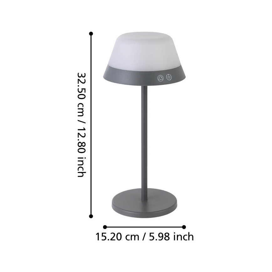 Eglo - LED RGBW Вулична сенсорна лампа з регулюванням яскравості 2в1 LED/1,5W/5V 2600 mAh IP54 сірий