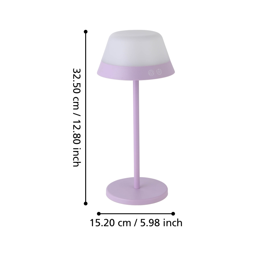 Eglo - LED RGBW Вулична сенсорна лампа з регулюванням яскравості 2в1 LED/1,5W/5V 2600 mAh IP54 фіолетовий