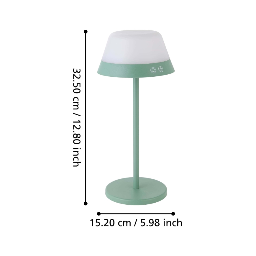 Eglo - LED RGBW Вулична сенсорна лампа з регулюванням яскравості 2в1 LED/1,5W/5V 2600 mAh IP54 зелений