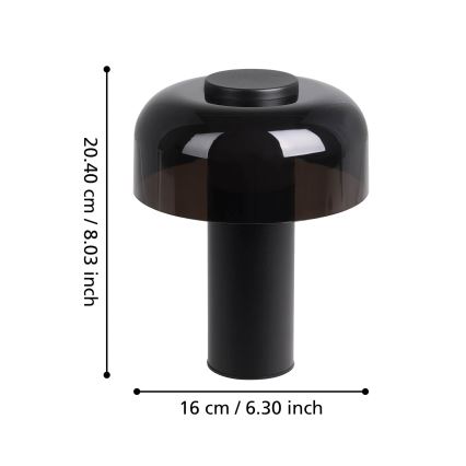 Eglo - LED Вулична сенсорна лампа з регулюванням яскравості LED/2,25W/5V 2400-4000K 5200 mAh IP44 чорний