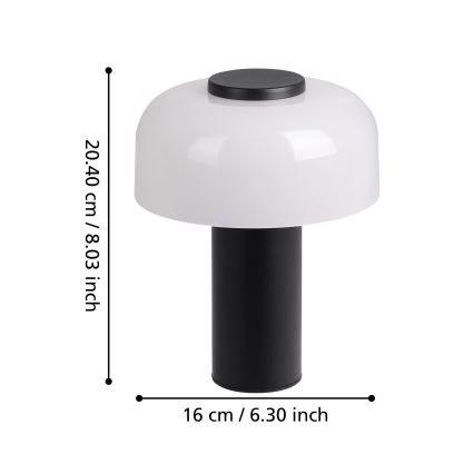 Eglo - LED Вулична сенсорна лампа з регулюванням яскравості LED/2,25W/5V 2400-4000K 5200 mAh IP44 чорний/білий