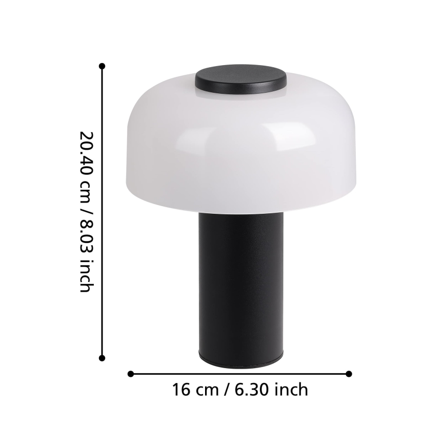 Eglo - LED Вулична сенсорна лампа з регулюванням яскравості LED/2,25W/5V 2400-4000K 5200 mAh IP44 чорний/білий