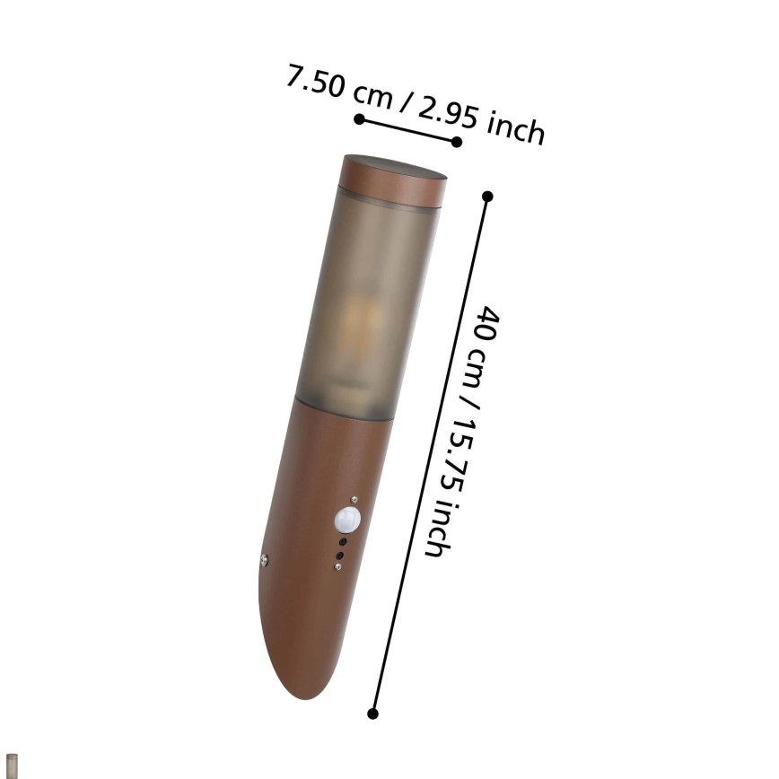 Eglo - Уличный настенный светильник с датчиком 1xE27/15W/230V IP44