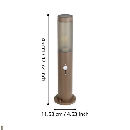 Eglo - Вулична лампа з датчиком 1xE27/15W/230V 45 см IP44