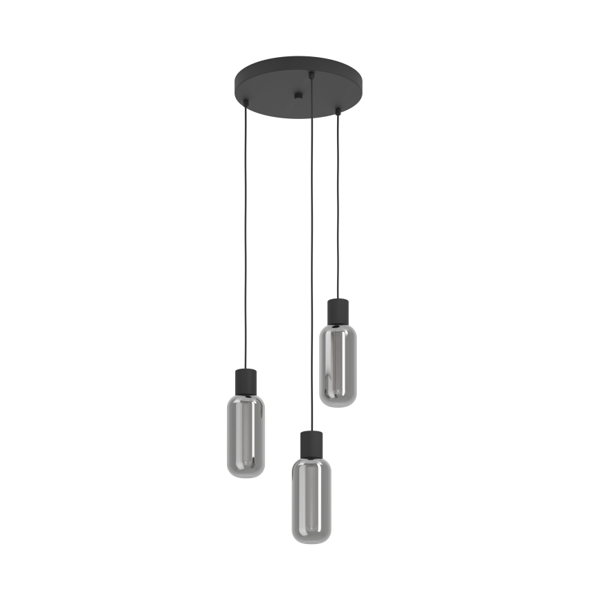 Eglo - Люстра на шнуре 3xE27/4W/230V черный/дымчатый