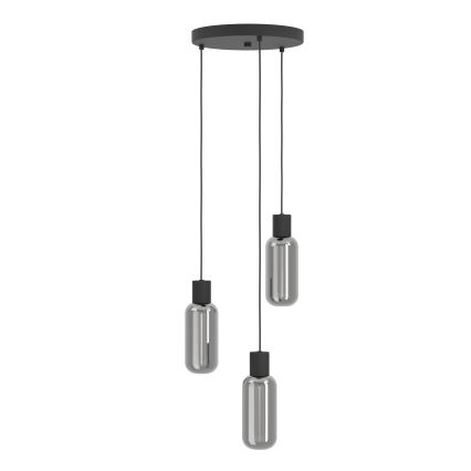 Eglo - Люстра на шнуре 3xE27/4W/230V черный/дымчатый