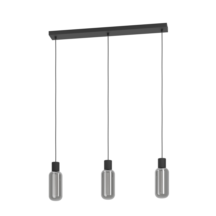 Eglo - Люстра на тросі 3xE27/4W/230V чорна/димчаста