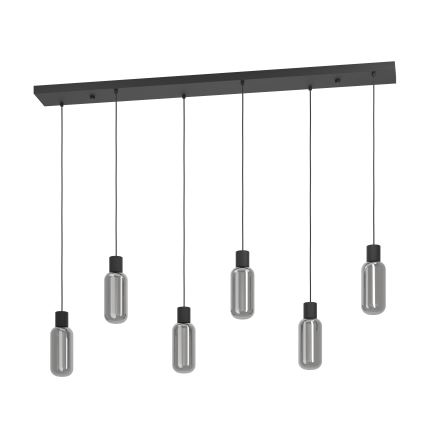 Eglo - Люстра на тросе 6xE27/4W/230V черный/дымчатый