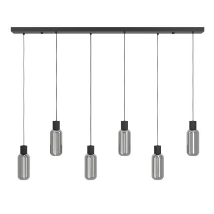 Eglo - Люстра на тросе 6xE27/4W/230V черный/дымчатый