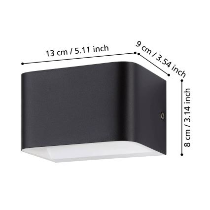 Eglo - Светодиодный настенный светильник LED/6W/230V 3000K черный
