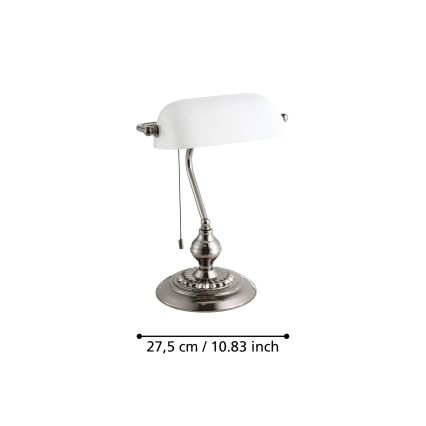 Eglo - Настольная лампа 1xE27/60W/230V белый/блестящий хром