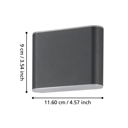 Eglo - Уличный светодиодный настенный светильник 2xLED/2,9W/230V 3000K/4000K/6500K IP65