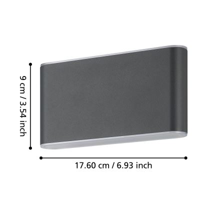 Eglo - Вуличний світлодіодний настінний світильник 2xLED/5,8W/230V 3000/4000/6500K IP65